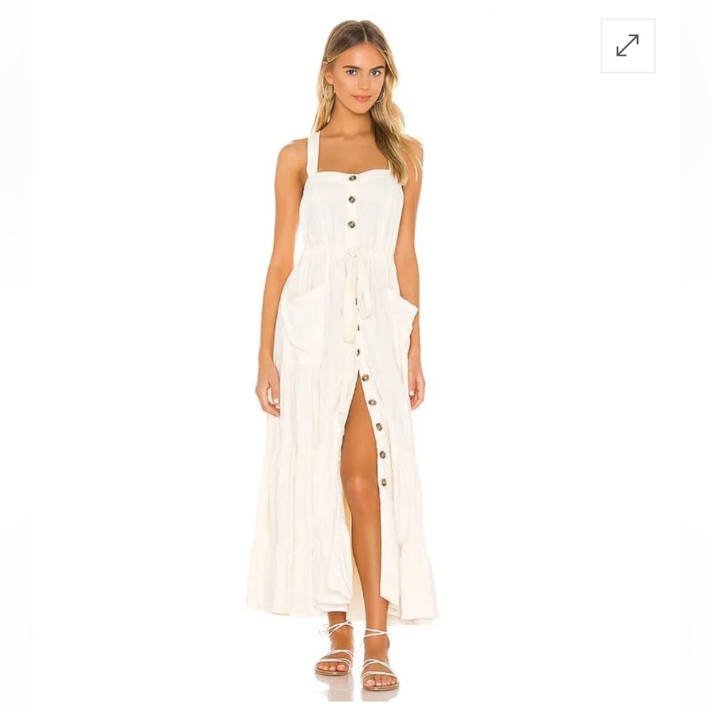 NWT Love stitch linen blend button down pocket dress